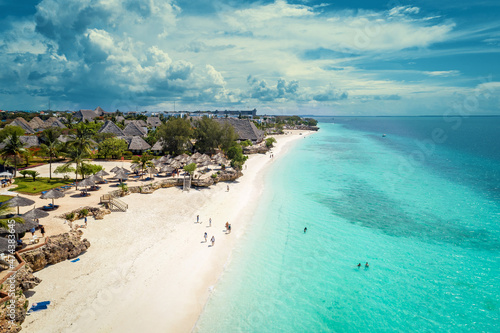 Принти на полотні Aerial view of Nungwi Beach in Zanzibar, Tanzania