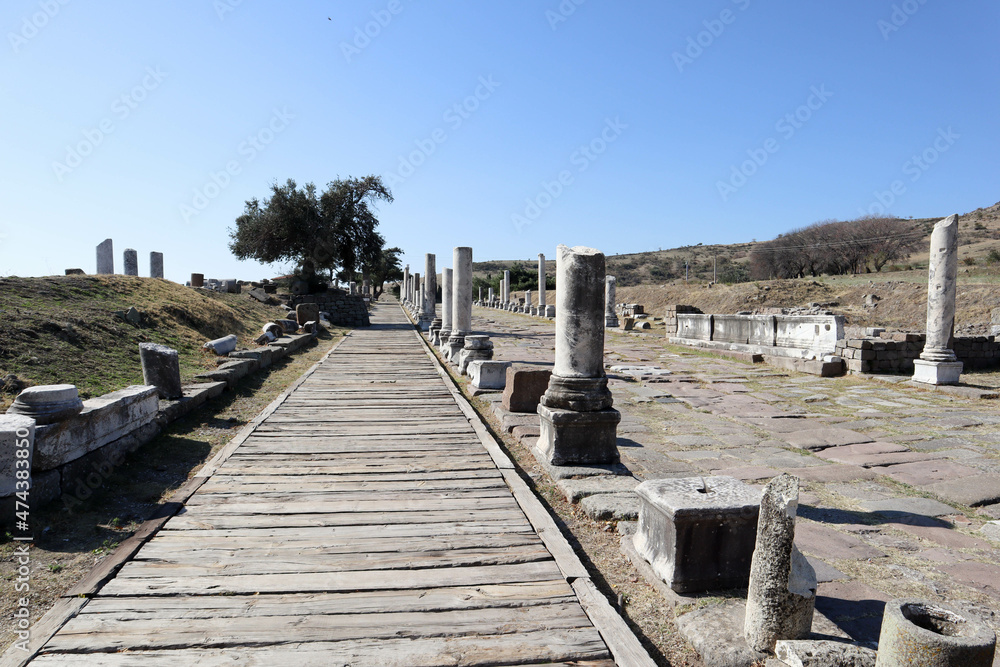 colonnaded sacred way in sanctuary of asclepius, lower city of Pergamon, Turkey