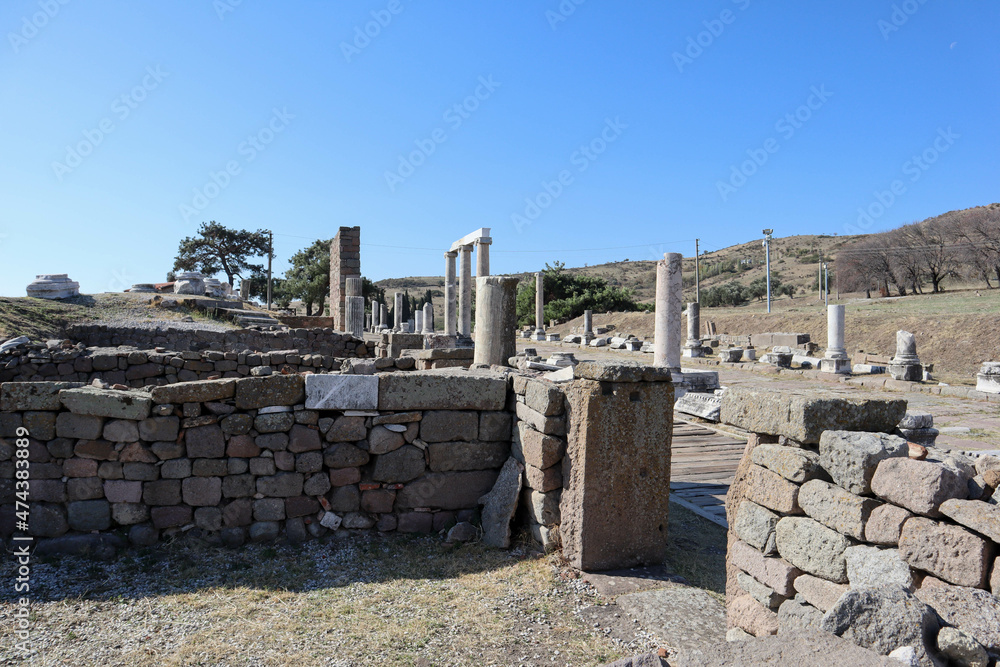 ruins of the Sanctuary of Asclepius in ancient city Pergamon in Turkey