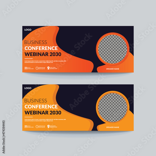 Business webinar conference invitation banner design template.conference, course, seminars horizontal banner design.