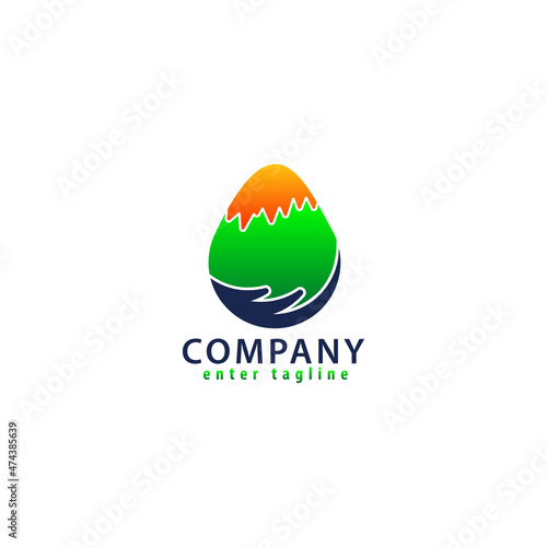egg and hand logo design elements