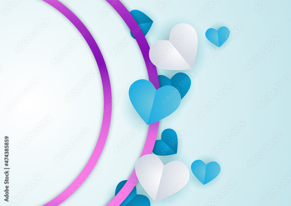 Valentines day sale vector banner. Sale discount text for valentines day shopping promotion with hearts elements in blue background. Vector illustration.