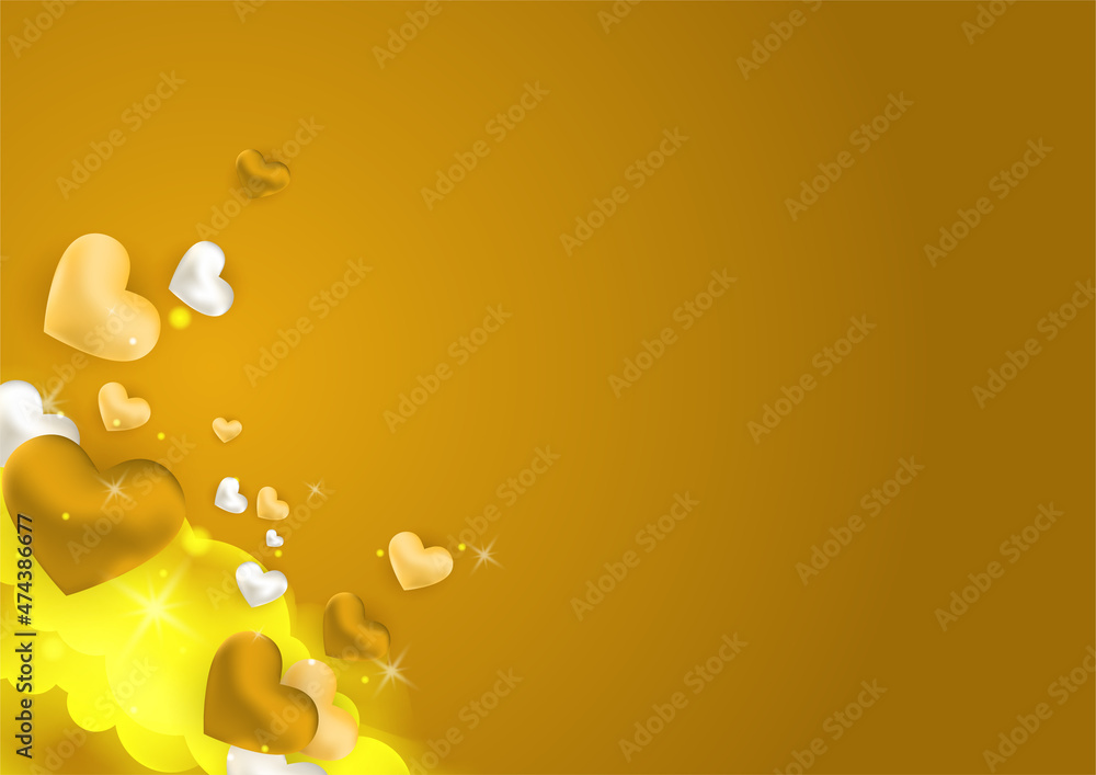 Gold love valentine's banner background with hearts. Design for special days, women's day, valentine's day, birthday, mother's day, father's day, Christmas, wedding, and event celebrations. Gold love valentine's banner background with hearts. Design for special days, women's day, valentine's day, birthday, mother's day, father's day, Christmas, wedding, and event celebrations.