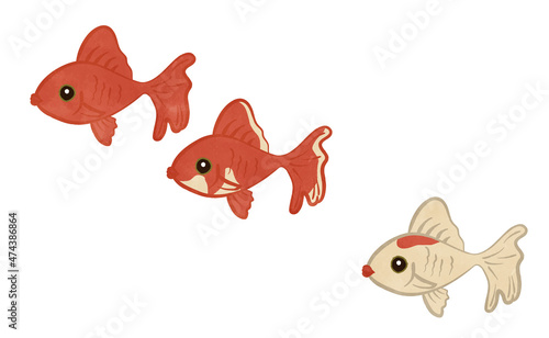 Illustration of a cute goldfish swimming