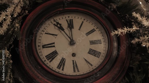 Wallpaper Mural vintage clock decorated for christmas. new year, christmas decoration, close-up Torontodigital.ca