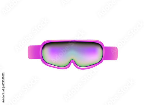 Pink ski googles. front view. vector