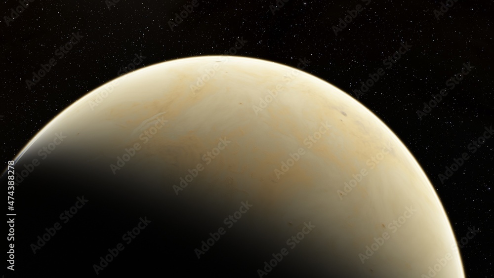 Planets of deep space in light of red and blue stars. Science fiction 3d illustration Planets of deep space in light of red and blue stars. Science fiction 3d illustration