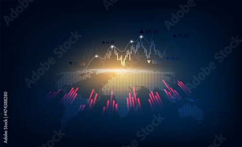 World business graph or chart stock market or forex trading graph in graphic concept suitable for financial investment or Economic trends business,graph candlestick,Abstract background.