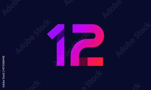 12 New Number Gradient Orange Modern Logo photo