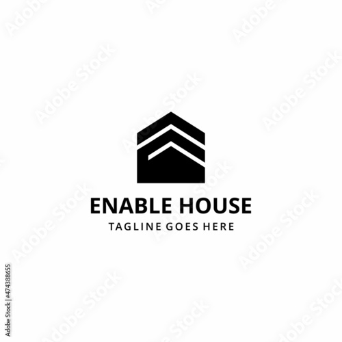 Ilustrasi modern sederhana inisial kreatif E tanda rumah template desain logo geometris photo