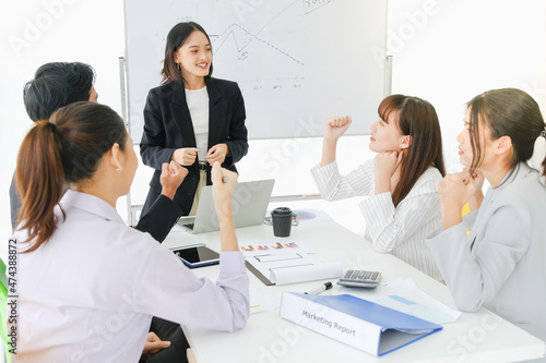 Asia business in seminar or employees group meeting in a conference room