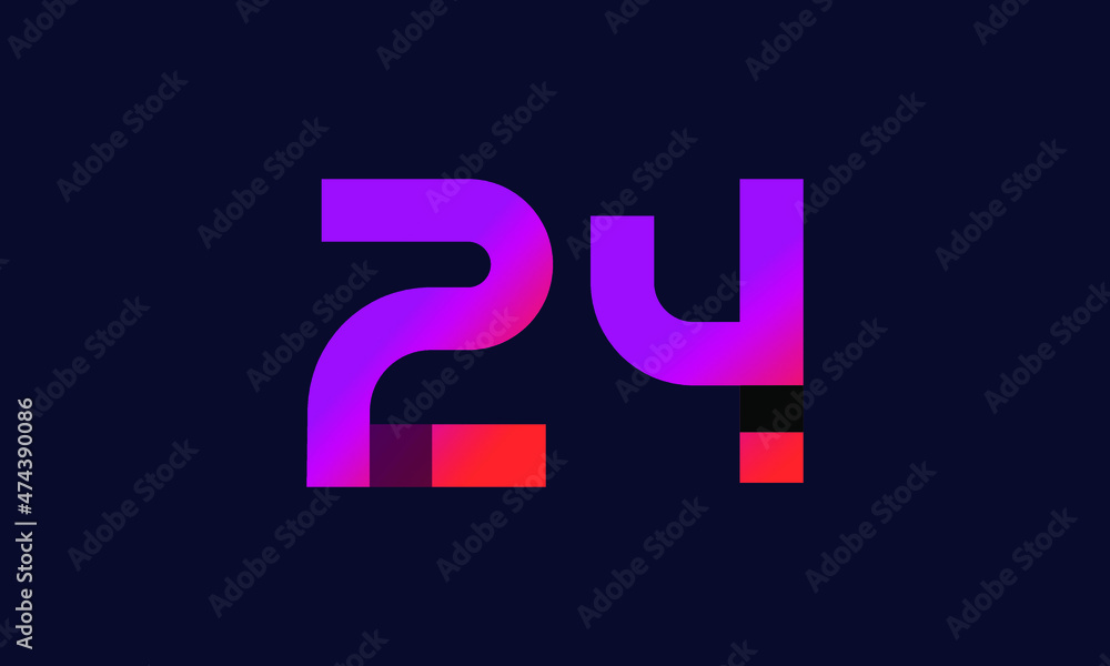 Fototapeta premium 24 New Number Gradient Orange Modern Logo