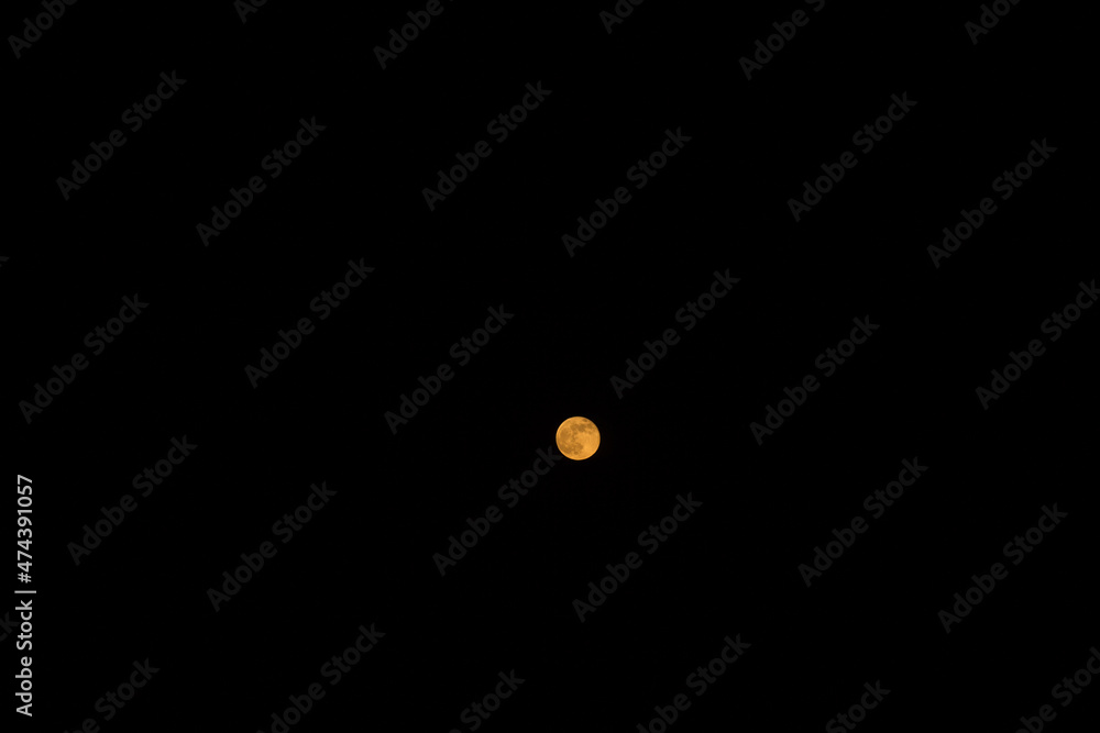 Full Red Moon Glows Brightly in the Sky on a Dark Night Full Red Moon Glows Brightly in the Sky on a Dark Night