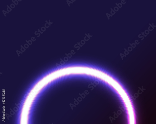 Abstract background with neon glowing circle. Banner with copy space