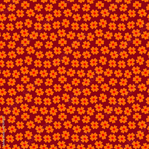 Seamless pattern with cute little flowers, abstract background, raster version