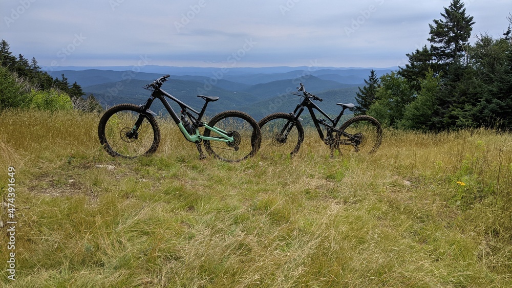 mountain bikes on a mountain