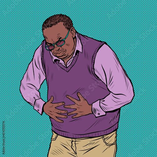 african elderly man abdominal pain, diseases of the stomach, intestines or other internal organs