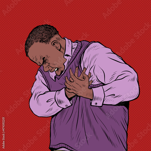 african elderly man heart pain, myocardial infarction hypertensive crisis arrhythmia and other diseases of cardiology