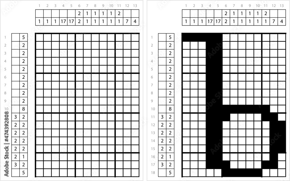 Fototapeta premium Alphabet b Lowercase Nonogram Pixel Art M_2112002