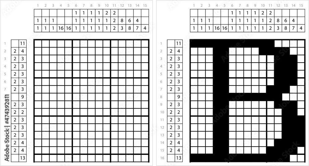 Fototapeta premium Alphabet B Nonogram Pixel Art M_2112002