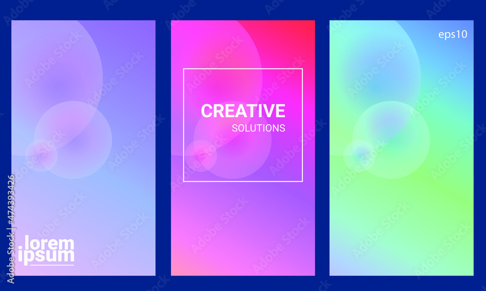 three sets of abstract colors for mobile landing page