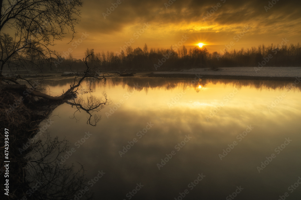 Winter sunrise on the river