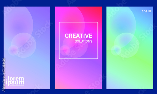 three sets of abstract colors for mobile landing page