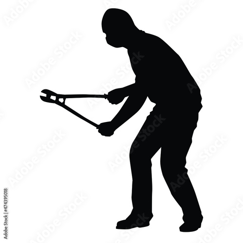Robber in action silhouette vector on white background, social criminal.