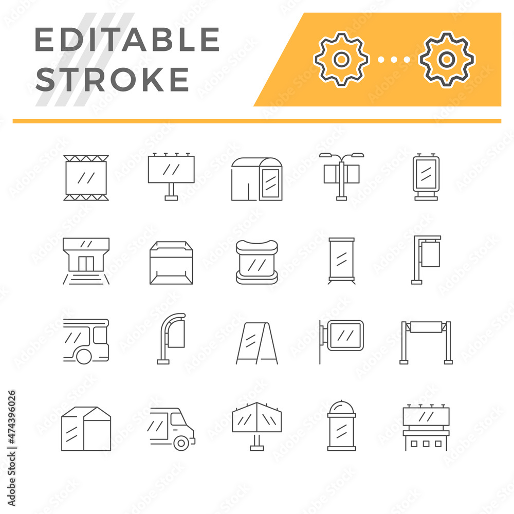 Set line icons of outdoor advertising Set line icons of outdoor advertising