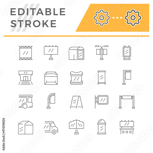 Set line icons of outdoor advertising