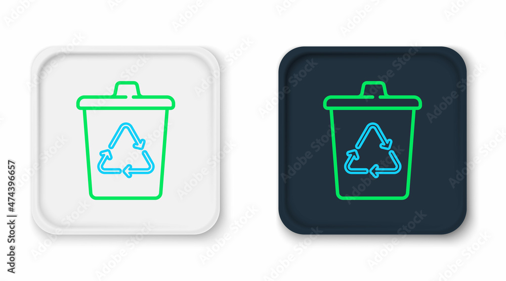 Line Recycle bin with recycle symbol icon isolated on white background. Trash can icon. Garbage bin sign. Recycle basket sign. Colorful outline concept. Vector Line Recycle bin with recycle symbol icon isolated on white background. Trash can icon. Garbage bin sign. Recycle basket sign. Colorful outline concept. Vector