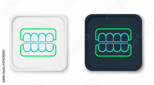 Line False jaw icon isolated on white background. Dental jaw or dentures, false teeth with incisors. Colorful outline concept. Vector