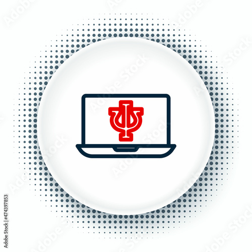 Line Online psychological counseling distance icon isolated on white background. Psychotherapy, psychological help, psychiatrist online consulting. Colorful outline concept. Vector