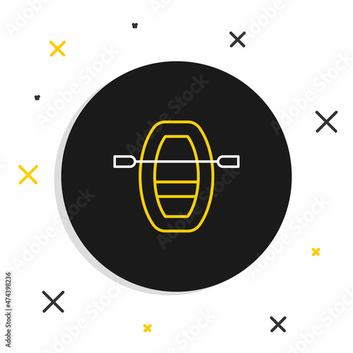 Line Boat with oars icon isolated on white background. Water sports, extreme sports, holiday, vacation, team building. Colorful outline concept. Vector