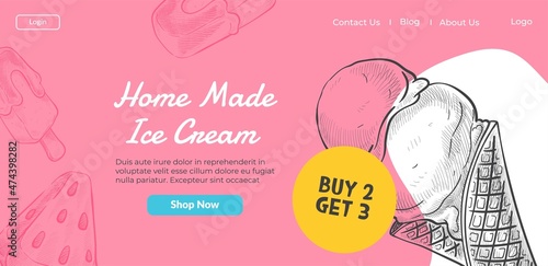 Home made ice cream, buy 2 get 3 special offers