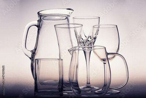 glassware and glasses on a transparent background, wine glasses