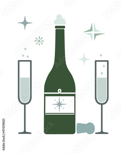 Champagne retro vector illustration illustration.