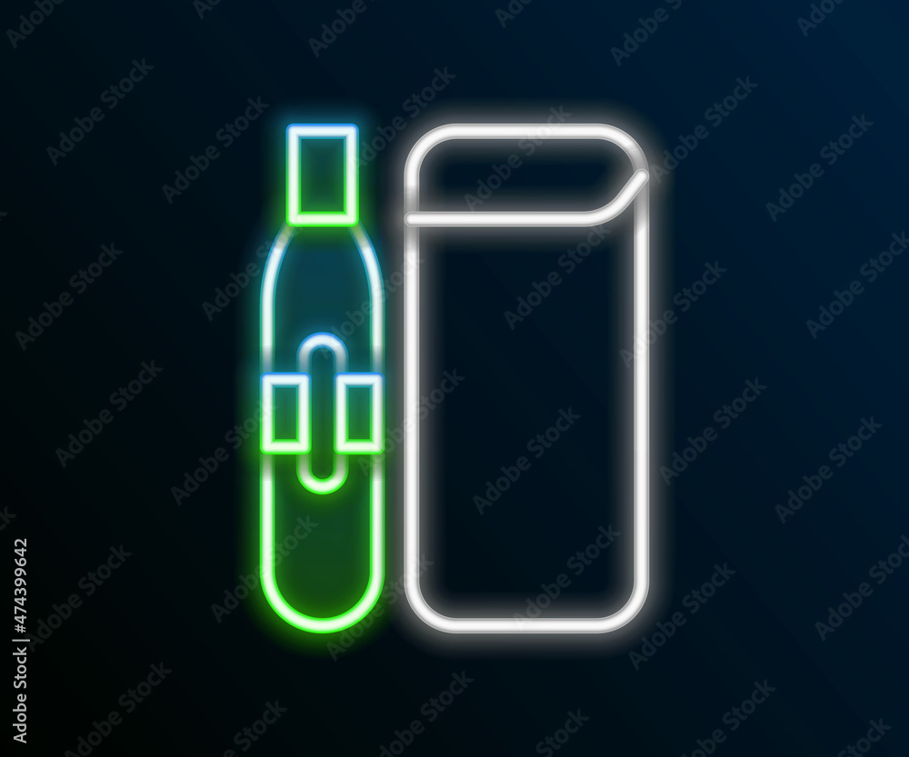 Glowing neon line Electronic cigarette icon isolated on black background. Vape smoking tool. Vaporizer Device. Colorful outline concept. Vector Glowing neon line Electronic cigarette icon isolated on black background. Vape smoking tool. Vaporizer Device. Colorful outline concept. Vector