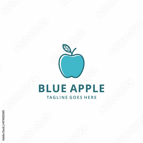 ector illustration of flat blue apple icon on white background