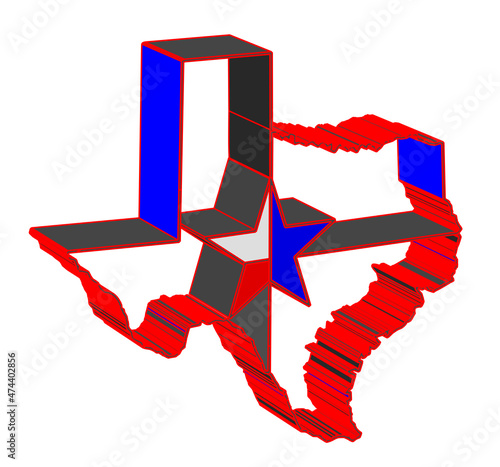 Abstract 3D Texan Map