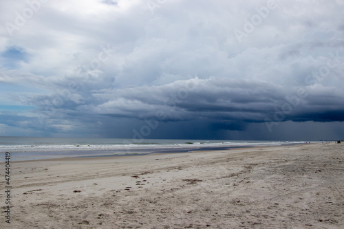 Heavy storm clouds over the beach as a storm approaches. 