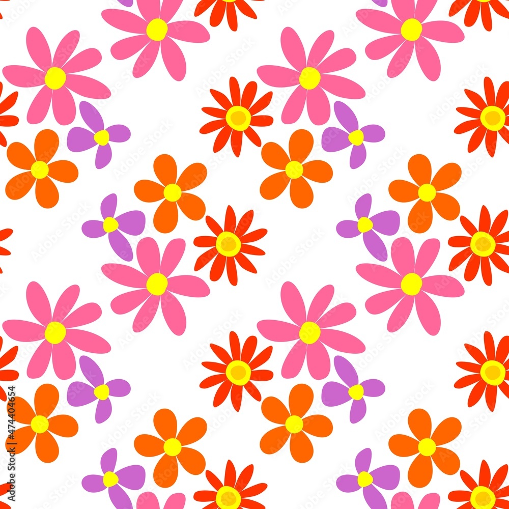 Beautiful seamless background with multicoloured floral pattern. Vector design.