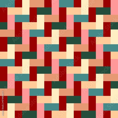 Beautiful seamless background with zigzag pattern of colourful rectangles. Vector design.