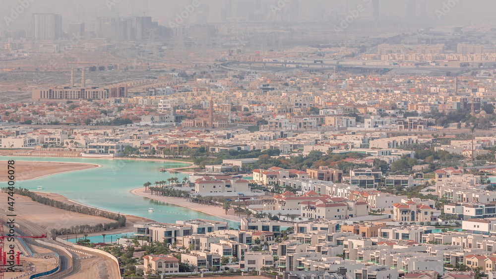 Aerial view of many apartment houses in Dubai city from above timelapse Aerial view of many apartment houses in Dubai city from above timelapse