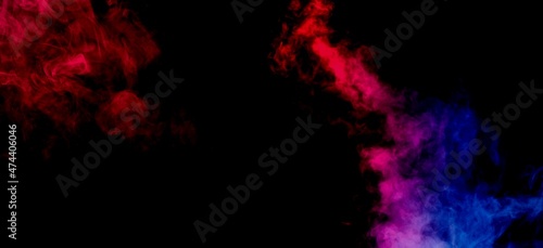 Red and blue smoke abstract on black background