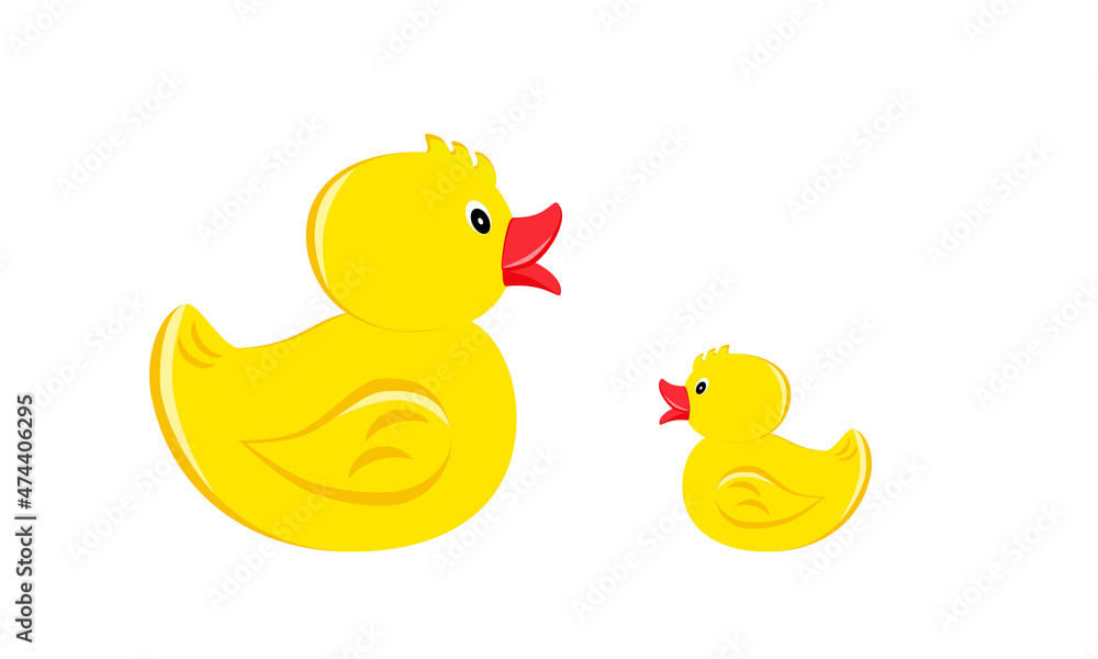 Toy duck with duckling, in a flat style. Isolated on white background vector illustration. Toy duck with duckling, in a flat style. Isolated on white background vector illustration.