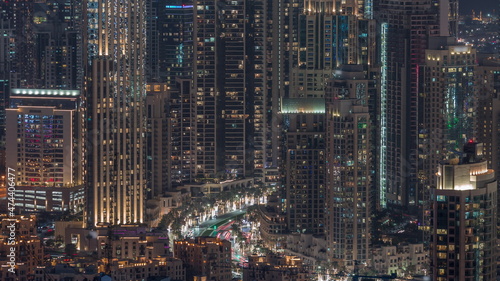 Intersection traffic night timelapse on Mohammed Bin Rashid Boulevard © neiezhmakov