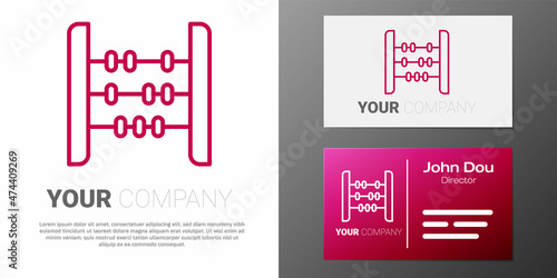 Logotype line Abacus icon isolated on white background. Traditional counting frame. Education sign. Mathematics school. Logo design template element. Vector