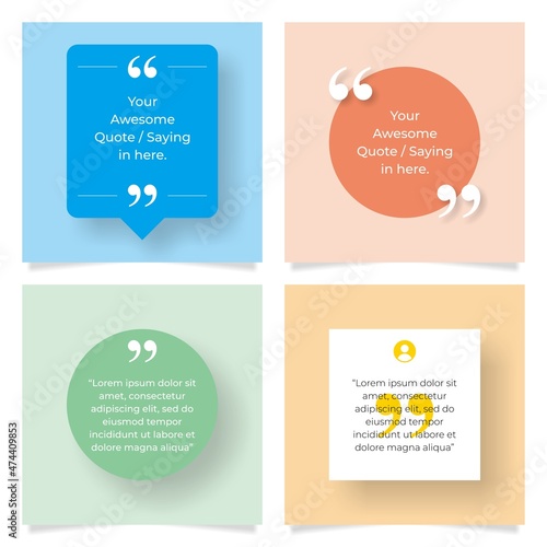 Quotes design template. Four square banner design with Flat design and shadow theme #2