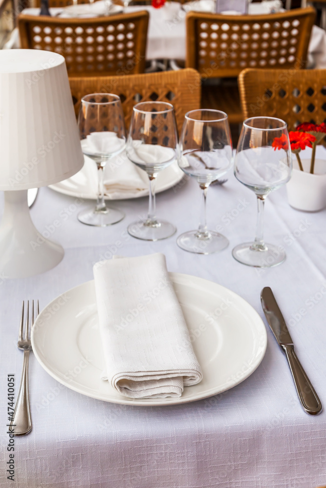 Fototapeta premium Table setting at restaurant